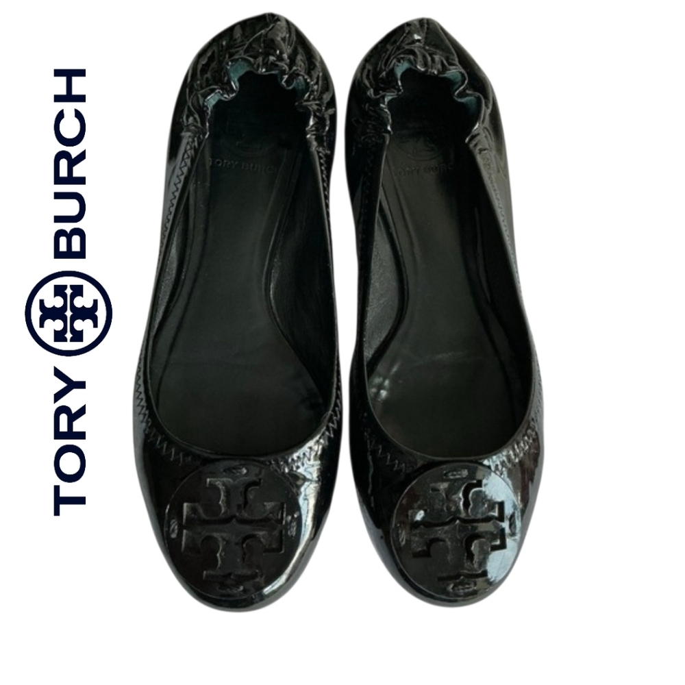 Tory Burch Reva Ballerina Black Flats Sz 7